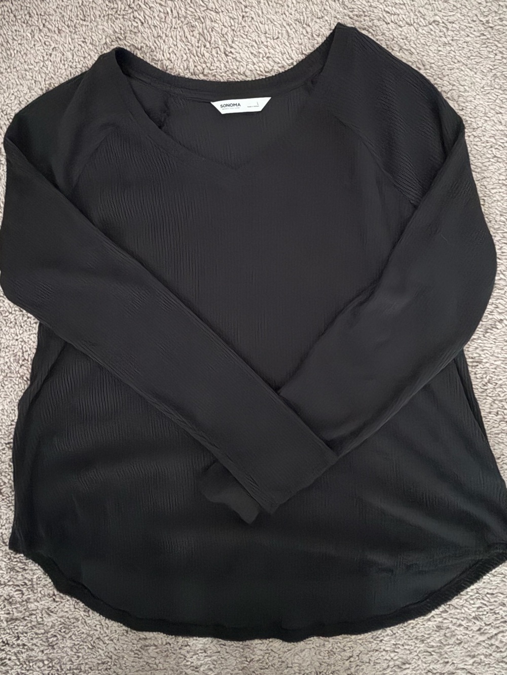 Sonoma Black Long-Sleeve V-Neck Blouse